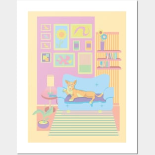 Greyhound with glasses in pastels Posters and Art